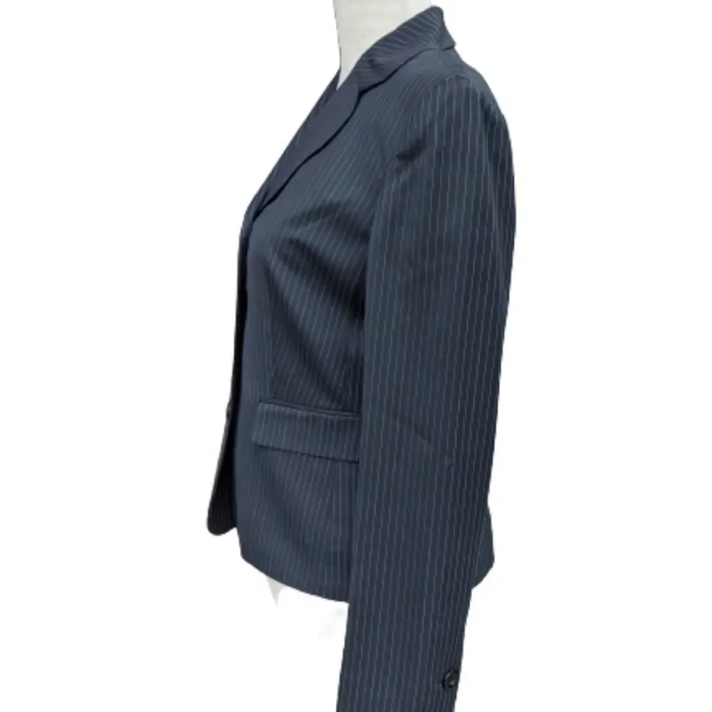 Loft Wool Blend Black Pinstripe Blazer Jacket 2P